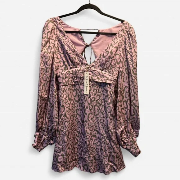 NWT For Love & Lemons June Dress Lilac Animal Print S - Picture 2 of 7